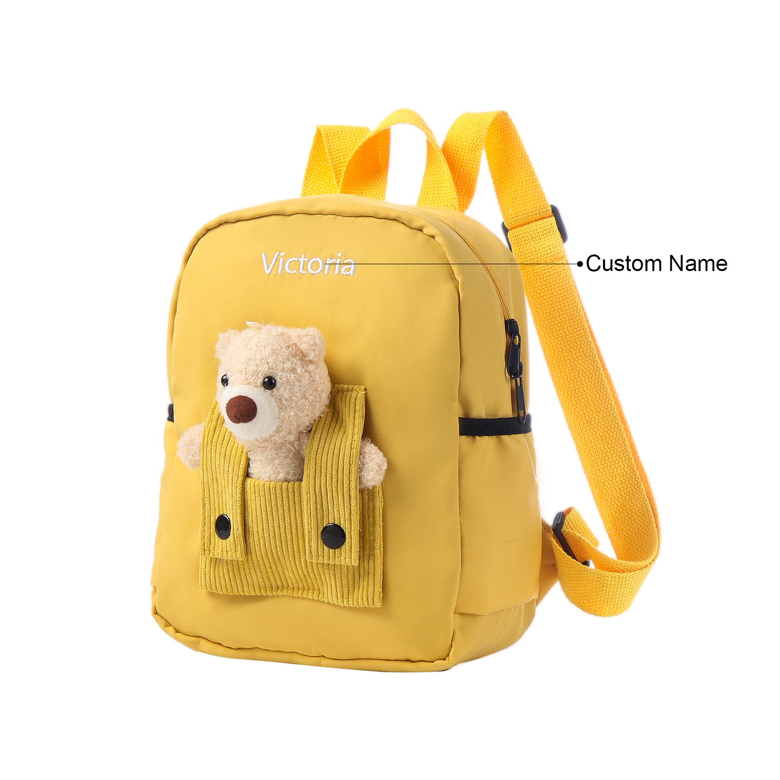 Personalised Bear School Bag Custom Name Canvas Backpack Back To School Gift for Kids
