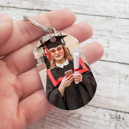 Personalised Name & Photo Exquisite Graduation Keyring Gift For Her/Him-Happy Graduation