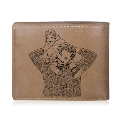 2 Names-Personalised Doll Customized Leather Men's Wallet Customized Name Folding Wallet With Gift Box for Dad