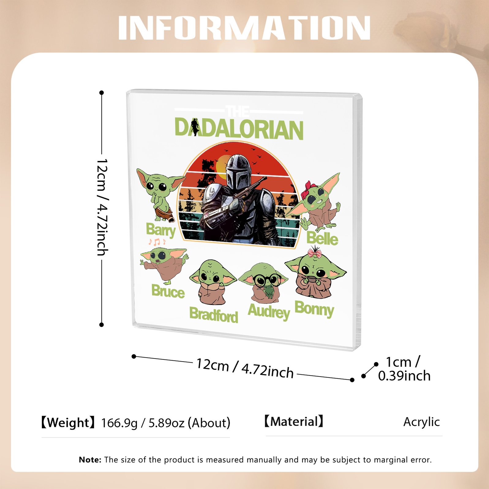 6 Names - Personalised Dadalorians Pattern Custom Name Acrylic Ornament Father's Day Gift