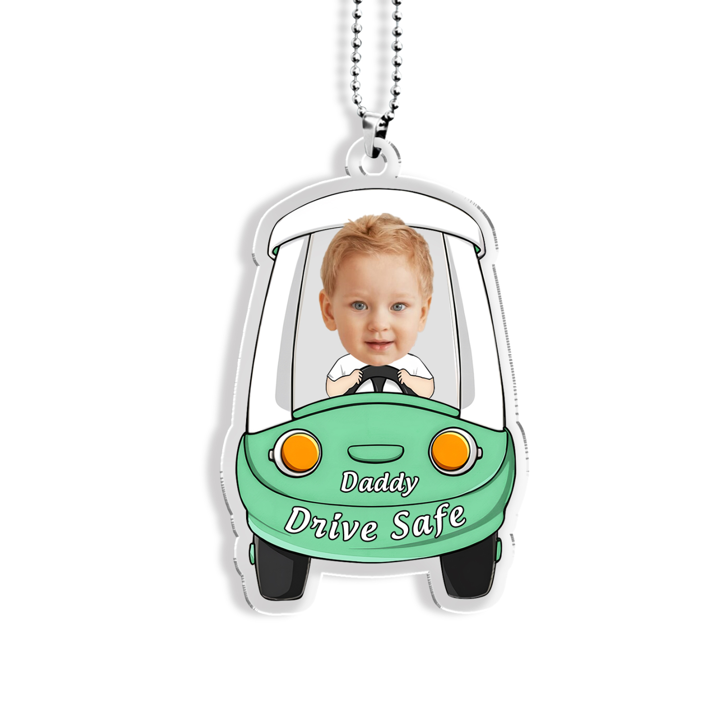 Acrylic Keyring/Decoration Personalised Photo, Name And Text Driving Pattern Pendant For Dad