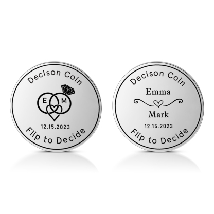 2 PCS Personalized Name Stainless Steel Couple Coin Custom Text And Date Special Gift