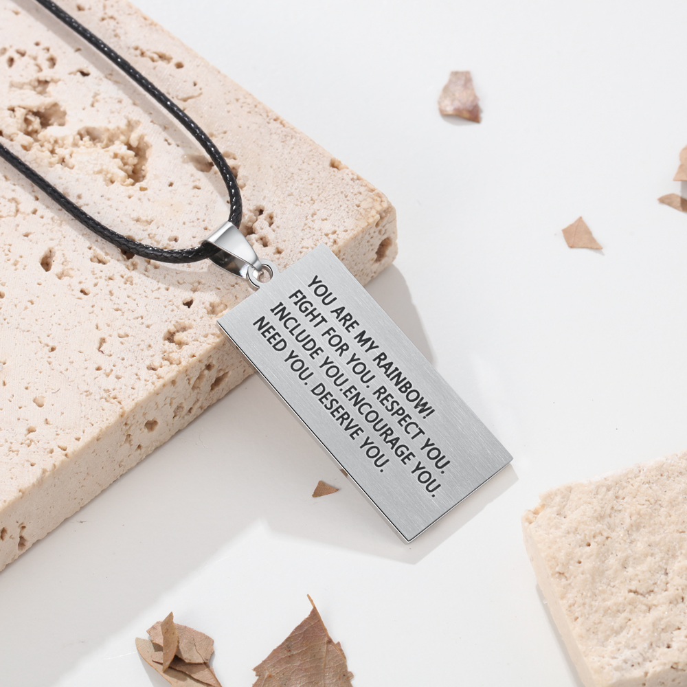 Personalised Text Rainbow Cross Style Pendant Necklace LGBT Pride Day Gift