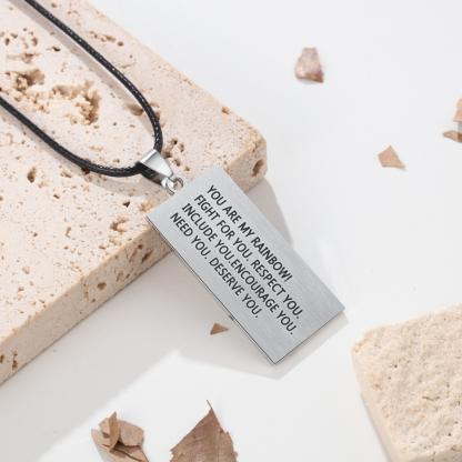 Personalised Text Rainbow Cross Style Pendant Necklace LGBT Pride Day Gift