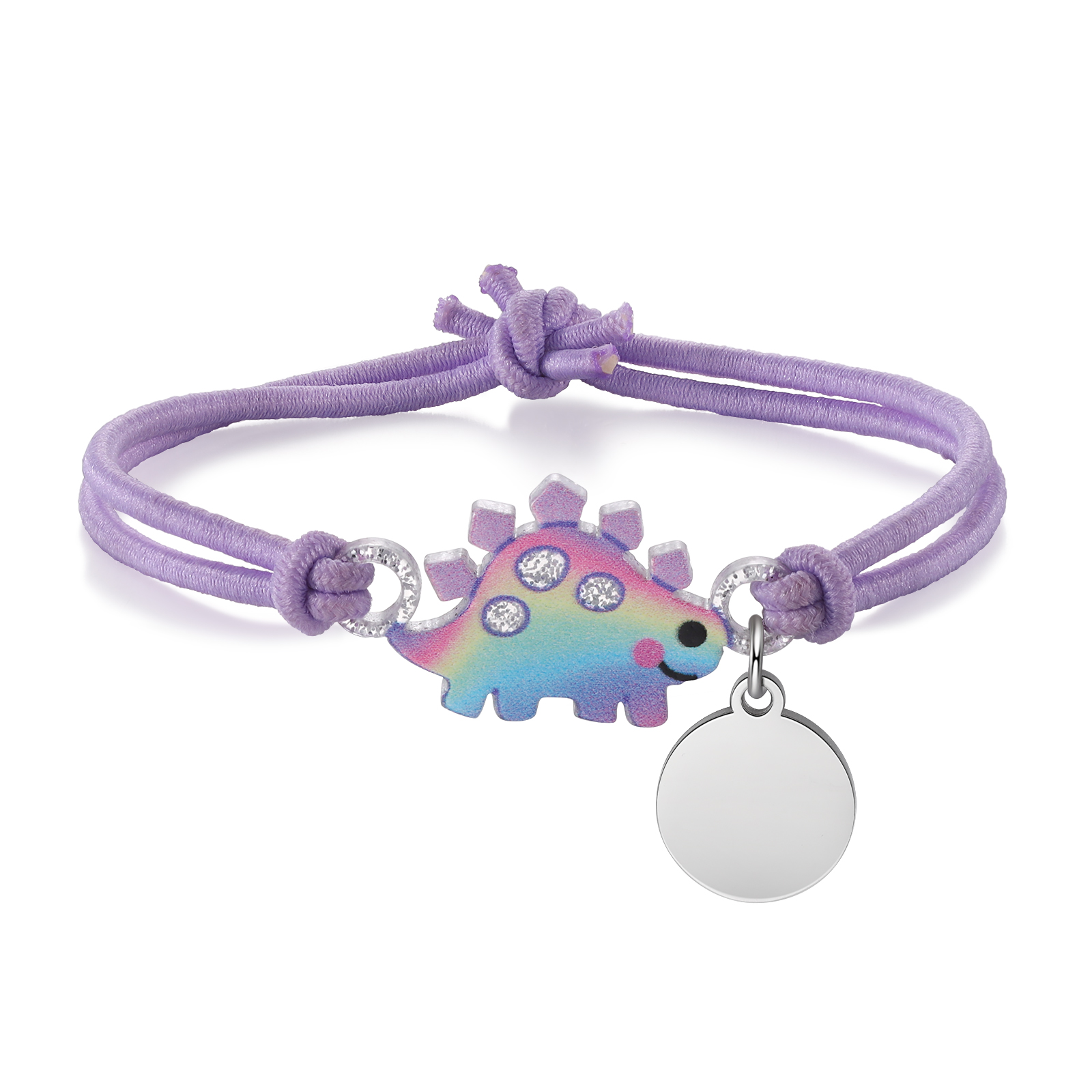 Personalised Name Cute Dinosaur Style Elastic Cord Rubber Rope Bracelet, As A Back To School Gift For Children