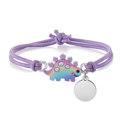 Personalised Name Cute Dinosaur Style Elastic Cord Rubber Rope Bracelet, As A Back To School Gift For Children