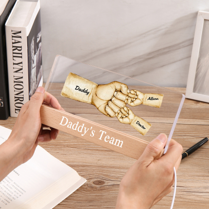 3 Names - Personalised Fist Bump Pattern Table Lamp Customized Text Father's Day Gift for Dad