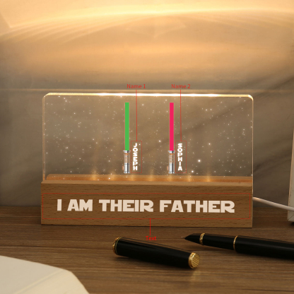 Personalised Star Wars Logo Father's Day Gift - I'm Their Dad - Table Lamp with 2 Names