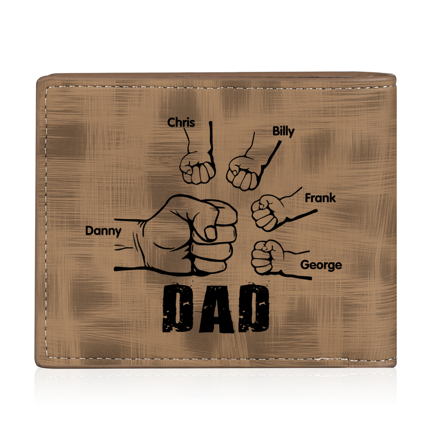 5 Names - Personalised Photo Custom Leather Men's Wallet as a Father's Day Gift for Dad