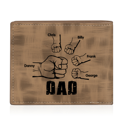 5 Names - Personalised Photo Custom Leather Men's Wallet as a Father's Day Gift for Dad
