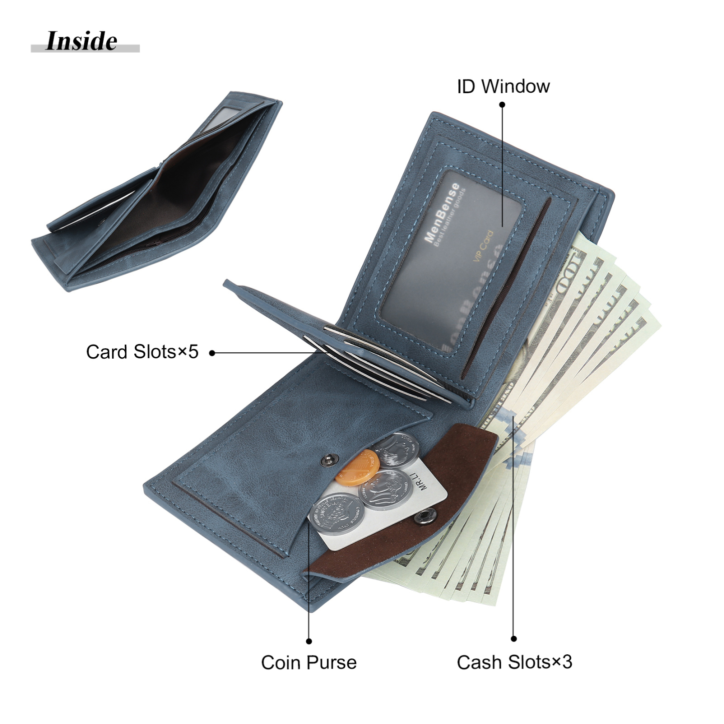 3 Names - Personalised Photo Custom Leather Men's Folding Wallet as a Father's Day Gift for Dad