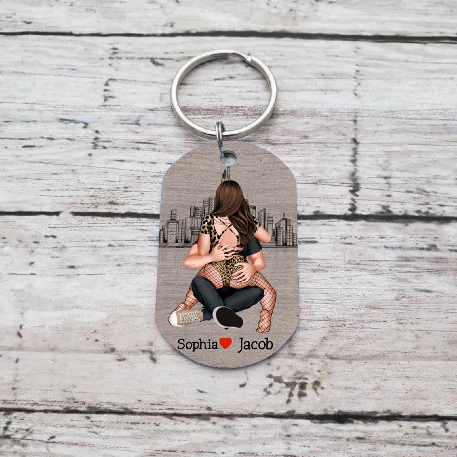 Personalised Couple Keychain Custom 2 Names Keyring "Get Home Safe" Stainless Steel Keychain
