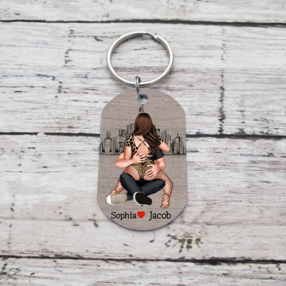 Personalised Couple Keychain Custom 2 Names Keyring "Get Home Safe" Stainless Steel Keychain