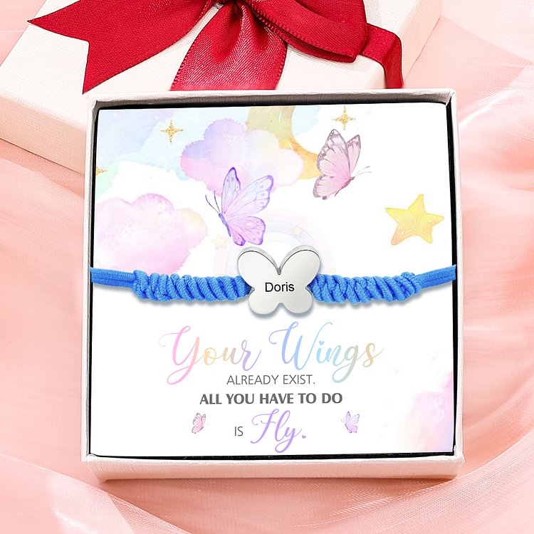 Butterfly Adjustable Bracelet Custom Name Bracelet Gift for Daughter Granddaughter - Your Wings Always Exist, All You Have To Do Is Fly