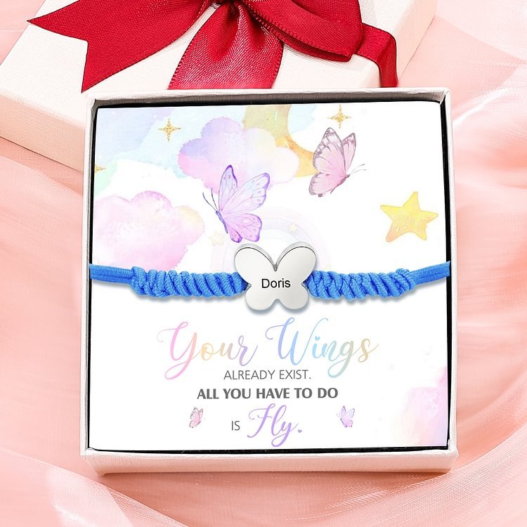 Butterfly Adjustable Bracelet Custom Name Bracelet Gift for Daughter Granddaughter - Your Wings Always Exist, All You Have To Do Is Fly