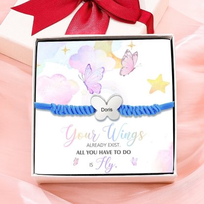 Butterfly Adjustable Bracelet Custom Name Bracelet Gift for Daughter Granddaughter - Your Wings Always Exist, All You Have To Do Is Fly