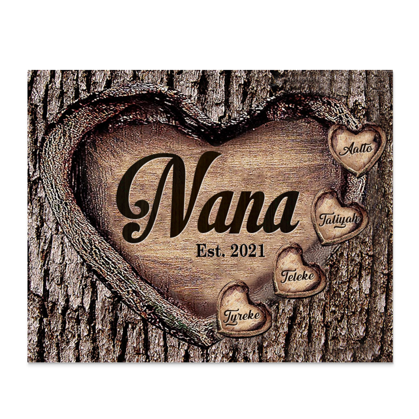 4 Names-Nan/Nana/Nanny/Grandma/Mam/Mum Personalised Name Wooden Ornament Custom Text And Date Home Decoration for Family
