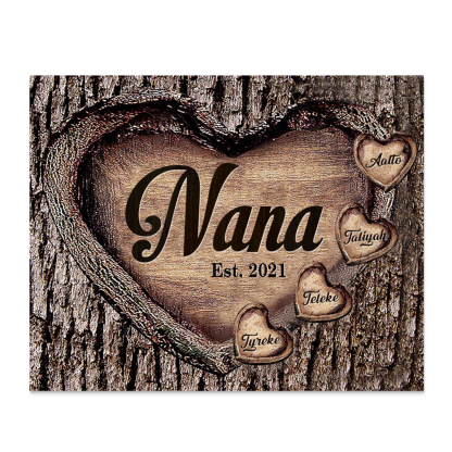 4 Names-Nan/Nana/Nanny/Grandma/Mam/Mum Personalised Name Wooden Ornament Custom Text And Date Home Decoration for Family