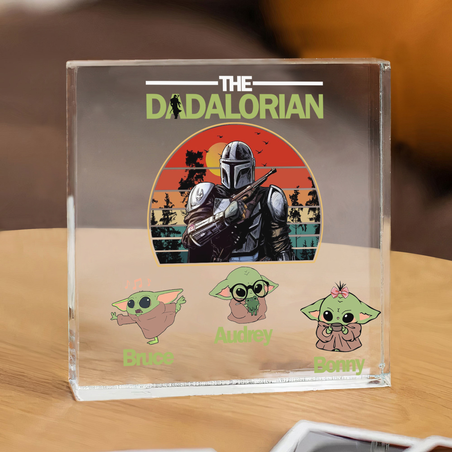 3 Names - Personalised Dadalorians Pattern Custom Name Acrylic Ornament Father's Day Gift