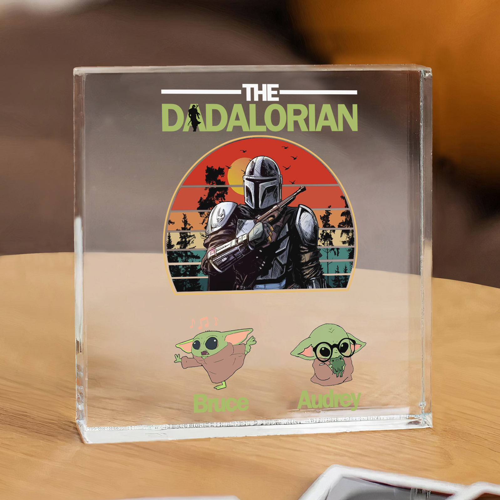 2 Names - Personalised Dadalorians Pattern Custom Name Acrylic Ornament Father's Day Gift