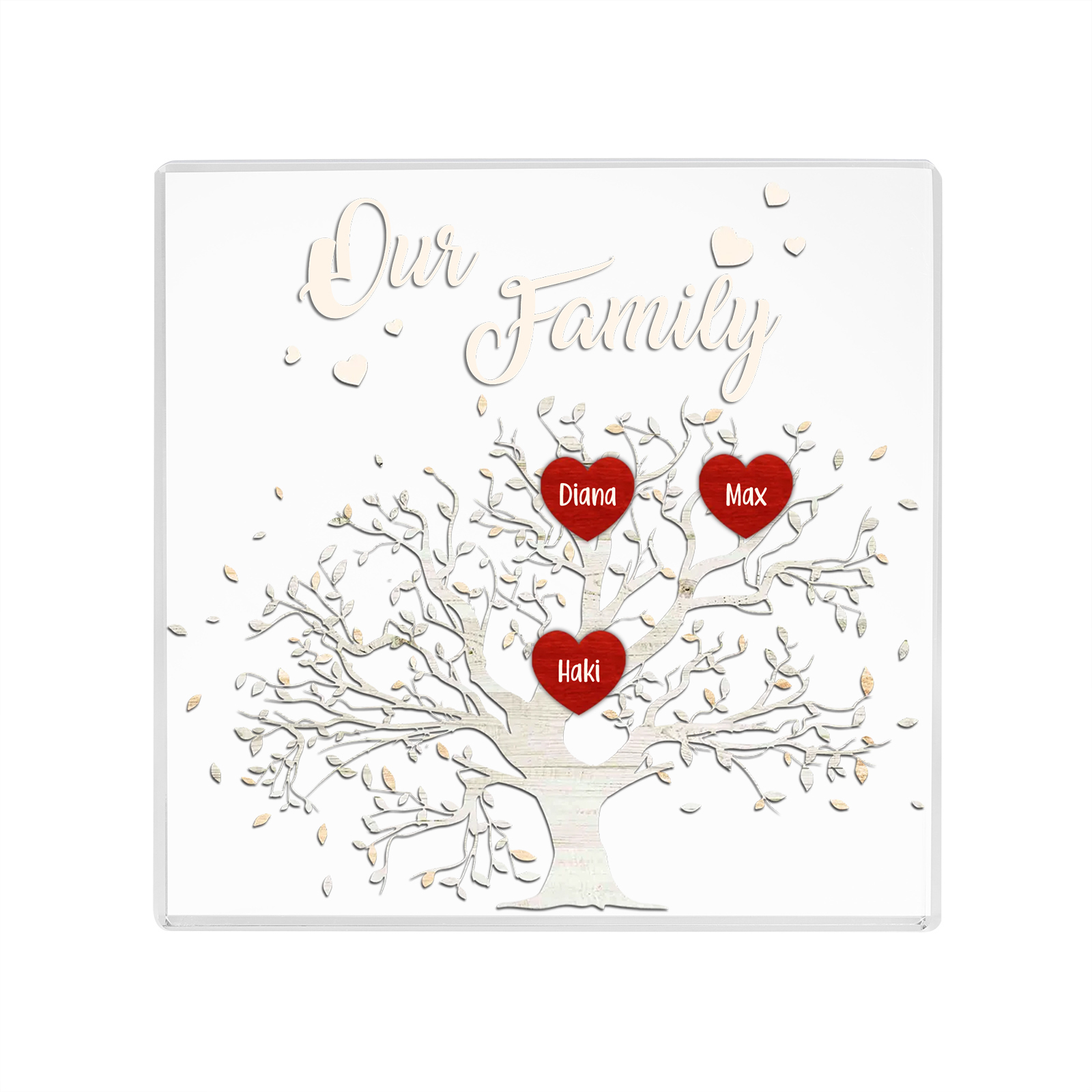3 Names-Personalised Acrylic Family Tree Keepsake-Custom Text and Names-Acrylic Plaque Home Decoration Gift for Dad/Grandad