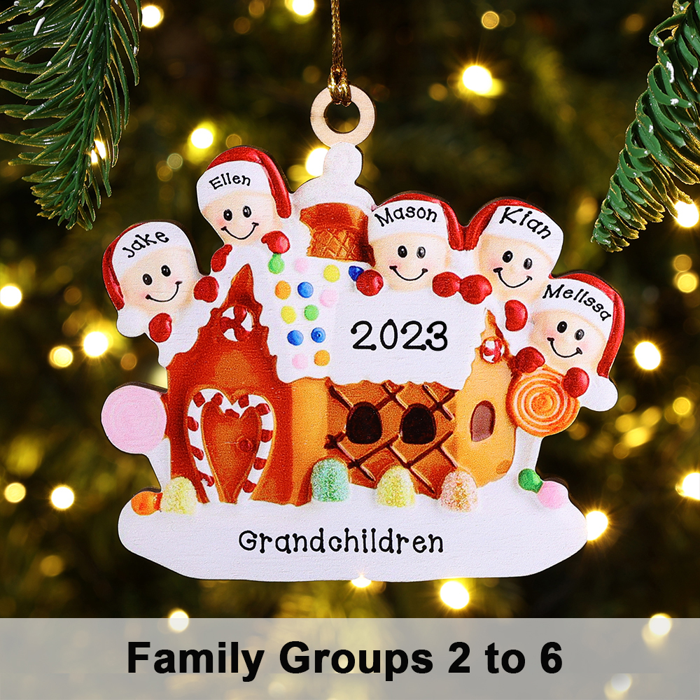 5 Names-Cookie House Christmas Ornament Custom 5 Names Hanging Ornament Gifts For Family