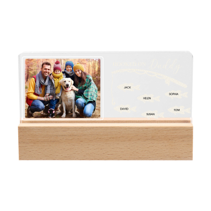 6 Names - Personalised Photo Fishing Pattern Desk Lamp Father's Day Gift For Dad