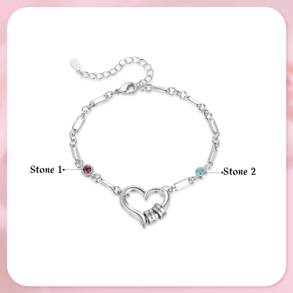 Personalised Adjustable Heart Link Birthstone Bracelet