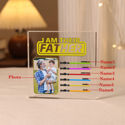6 Names - Personalised Custom Name & Photo Acrylic Ornament - I AM THEIR FATHER- Father's Day Gift for Dad