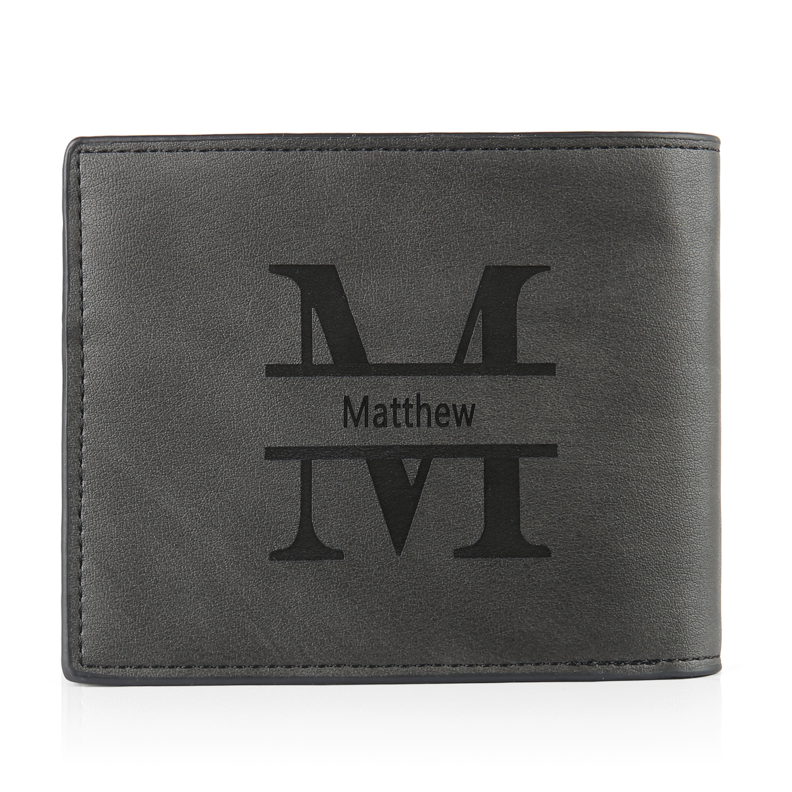 Personalised Name Leather Men's Wallet With Card Slot Engraved Letter And Photo Gift For Father's Day