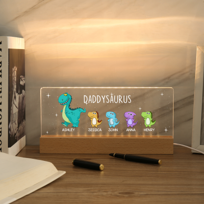 5 Names - Personalised Cute Dinosaur Pattern Beautiful Table Lamp Father's Day Gift for Dad