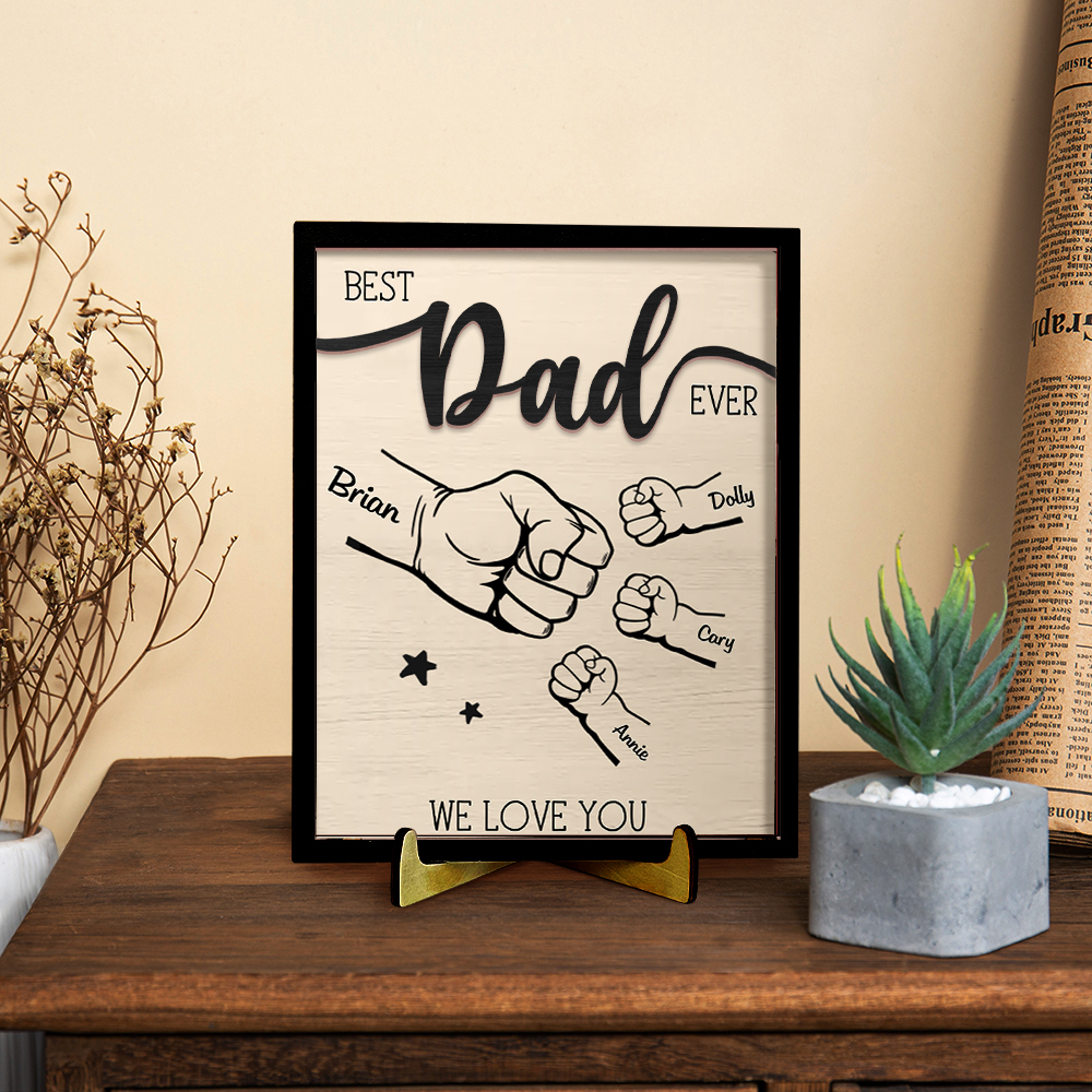 1-8 Names Personalised Fist Bump Wooden Ornaments Gift for Dad