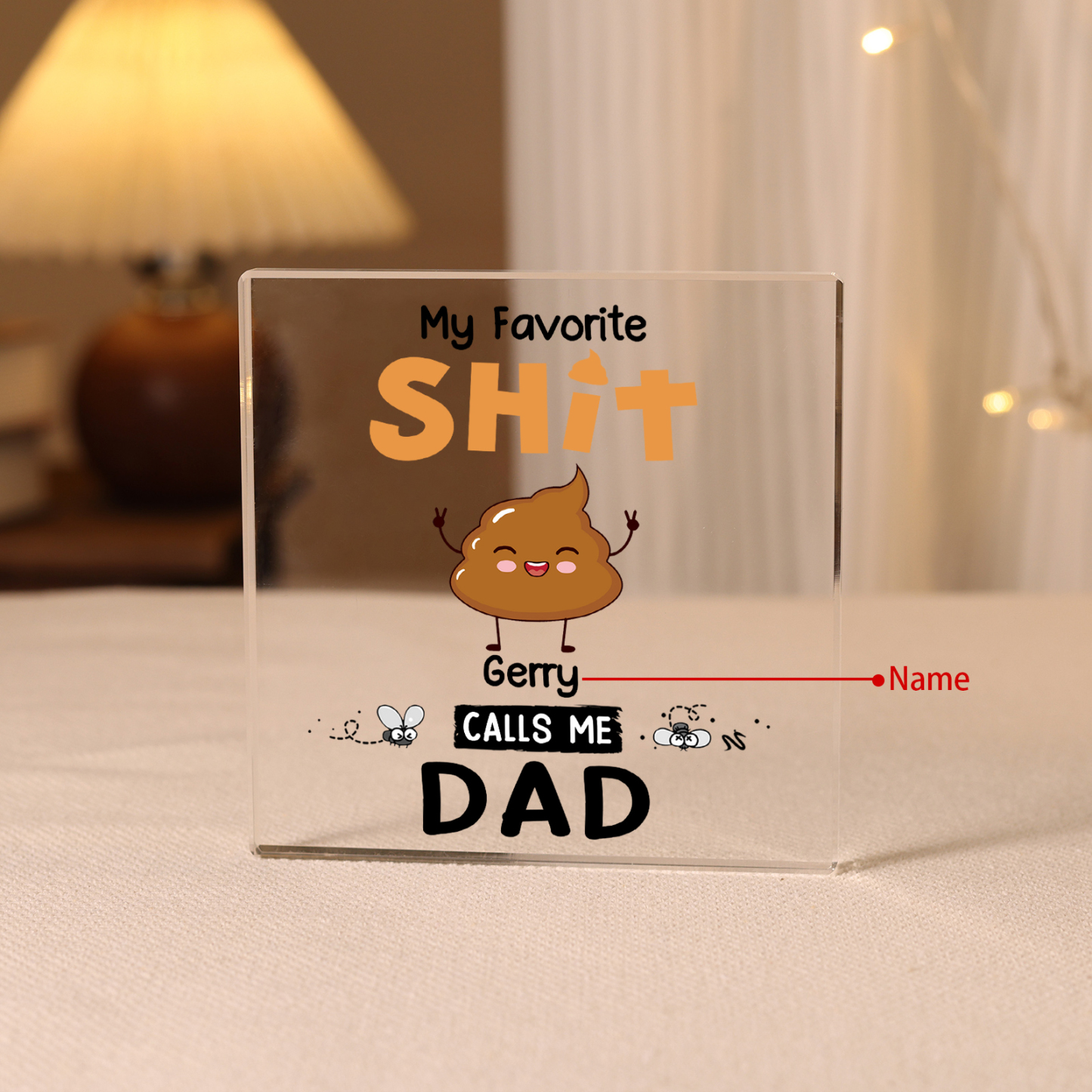 1 Name - Personalised Monster and Shit Style Custom Name Acrylic Ornament Father's Day Gift for Dad