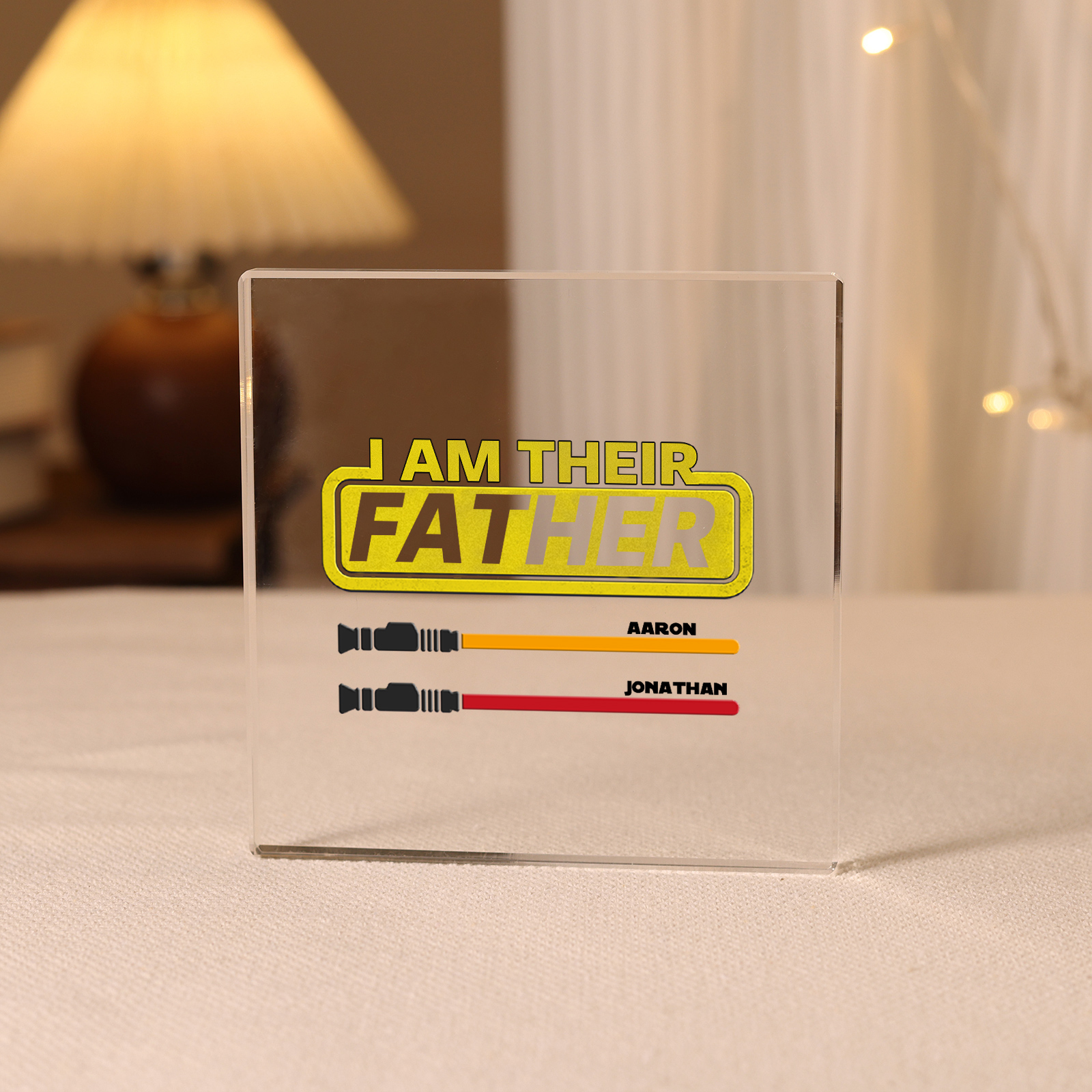 2 Names - Personalised Gun Pattern Family Acrylic Keepsake Customized Name Acrylic Home Decor Gift for Dad