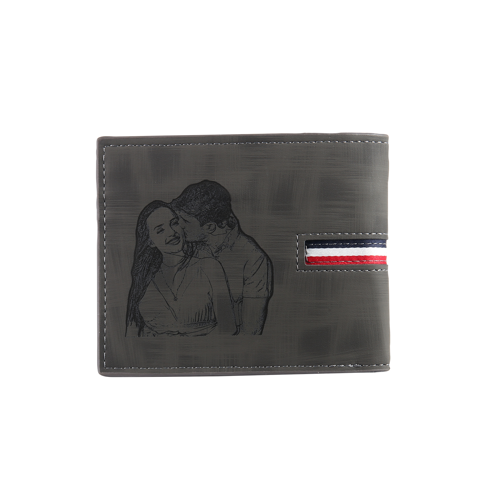 Personalised Name Leather Men's Wallet With Card Slot Engraved Letter And Photo Gift For Him