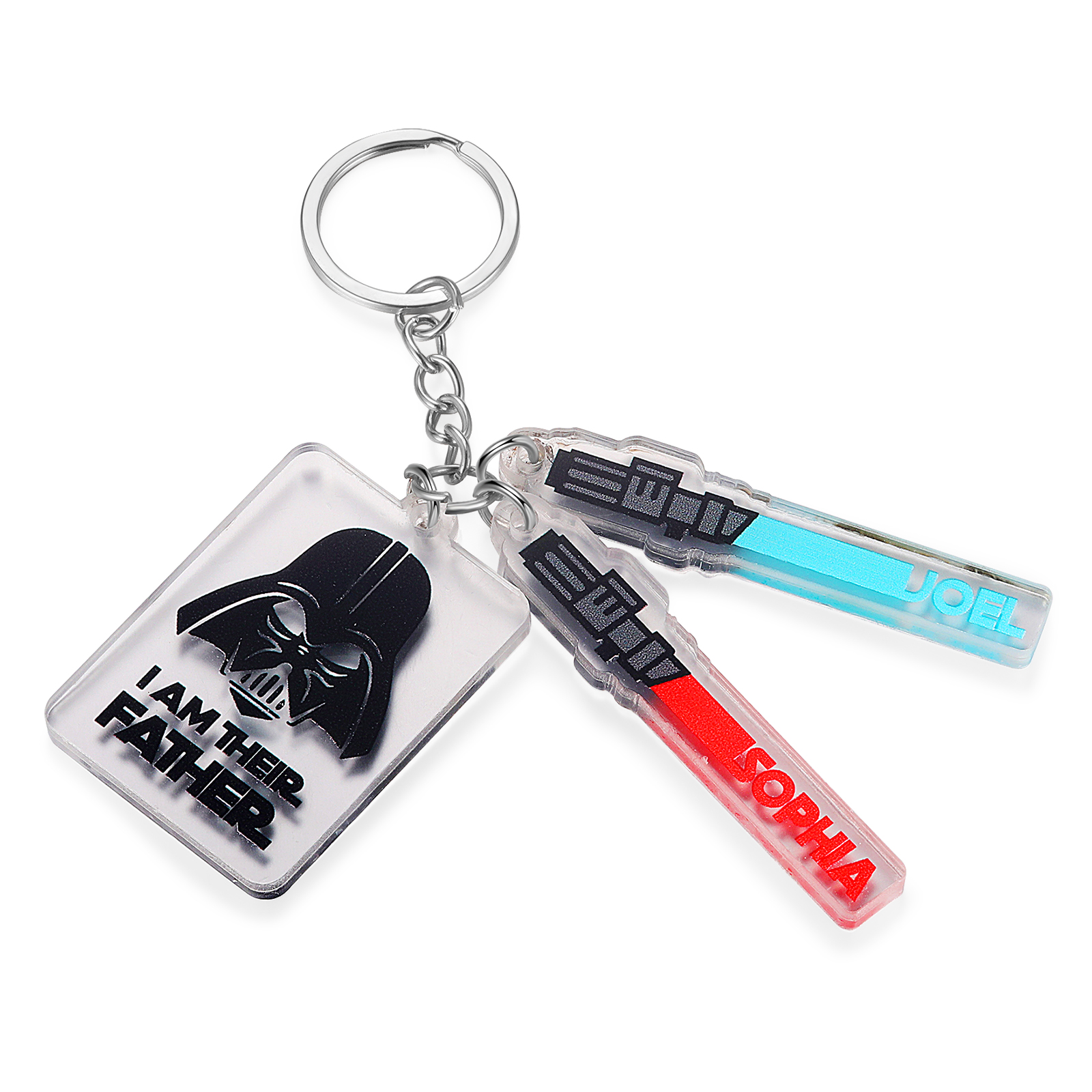 2 Names - Personalised Name Acrylic Star Wars Keyring - I Am Their Father - Gift for Dad