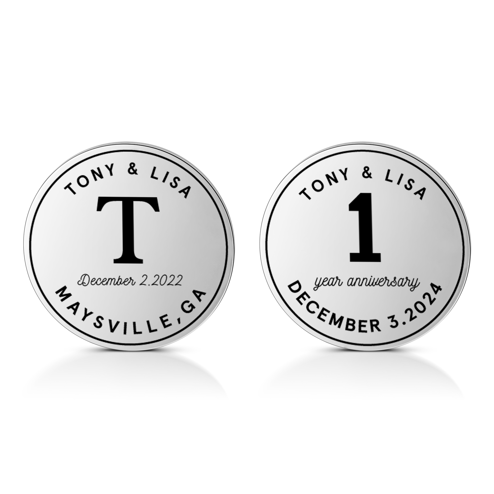 2 PCS Personalized Name Stainless Steel Commemorative Coin Custom Anniversary Special Gift