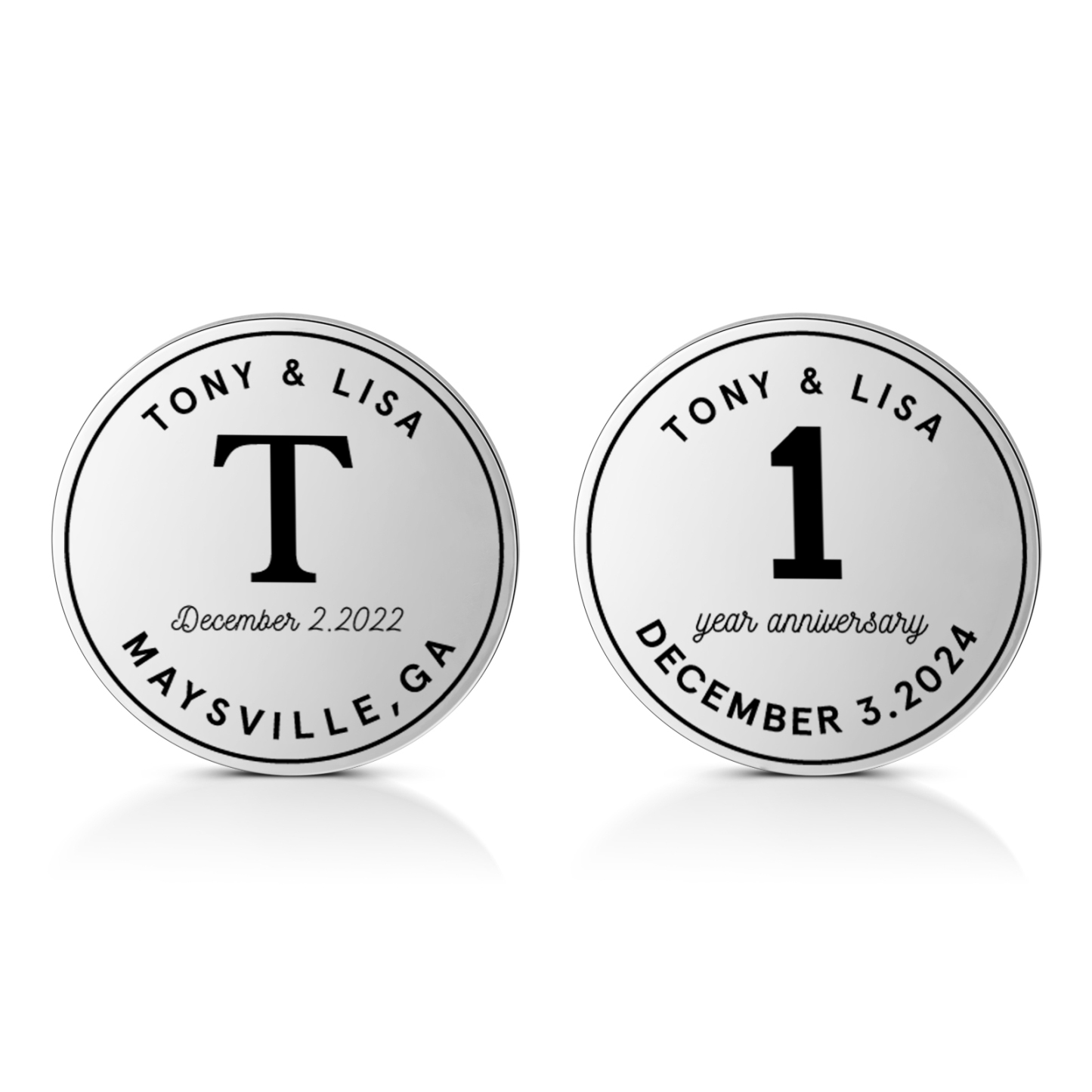 2 PCS Personalized Name Stainless Steel Commemorative Coin Custom Anniversary Special Gift