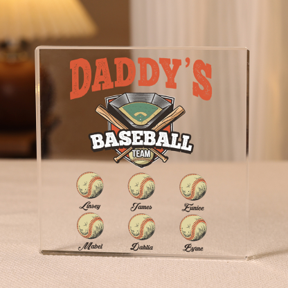 6 Names - Personalised Baseball Acrylic Keepsake Customized Name Acrylic Plaque Decoration Father's Day Gift for Dad
