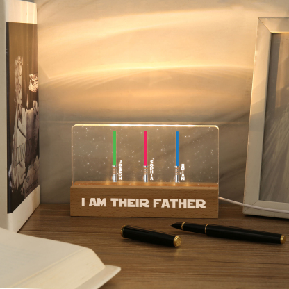 Personalised Star Wars Logo Father's Day Gift - I'm Their Dad - Table Lamp with 3 Names
