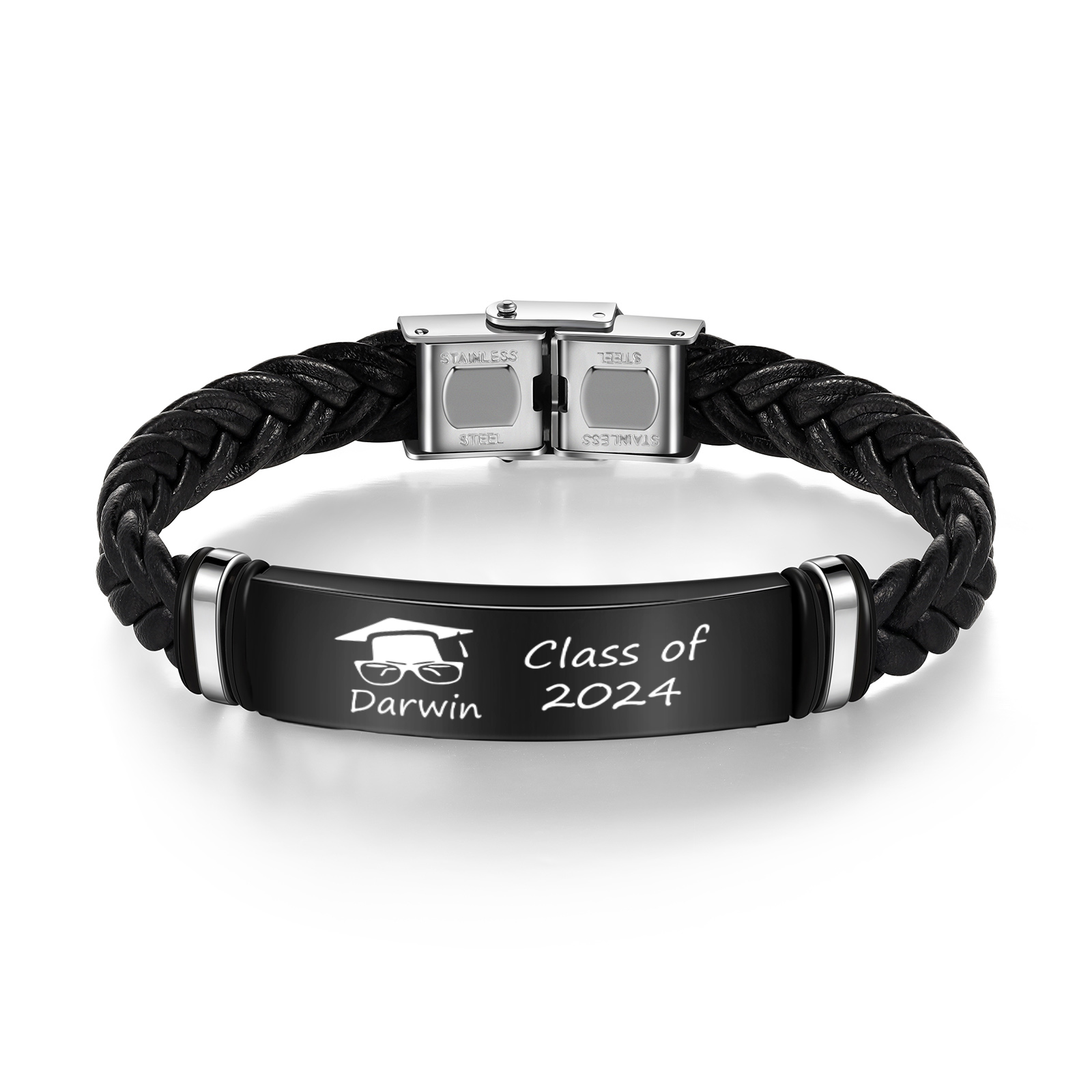 2024 Graduation Gifts - Personalised Year and Name Men's Bracelet, Gift for Him