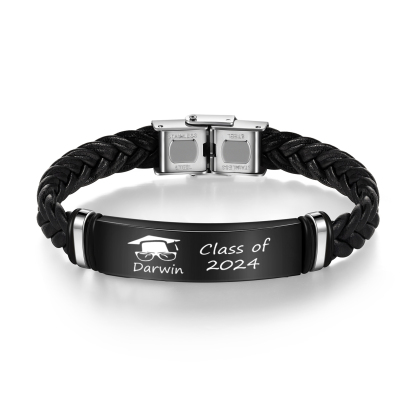 2024 Graduation Gifts - Personalised Year and Name Men's Bracelet, Gift for Him