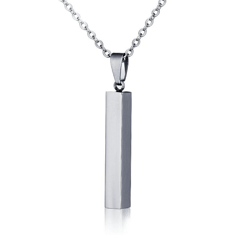 Vertical Bar Necklace Engraved 4 Side 3D Bar Necklace with 4 Names Personalized Women pendant