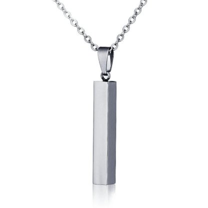 Vertical Bar Necklace Engraved 4 Side 3D Bar Necklace with 4 Names Personalized Women pendant
