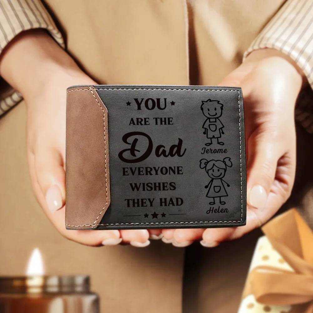 2 Names Personalised Gift Wallet for Men – Father’s Day Gift with Kids’ Name and Photo | Jessemade
