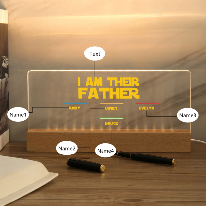 4 Names-Personalised Star Wars Logo Table Lamp-I am their dad-Father's Day Gift For Dad