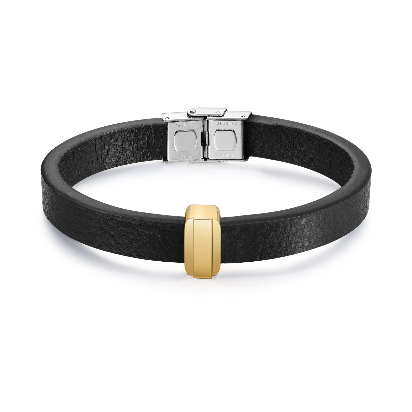 1 Name Personalised Stainless Steel Leather Bracelet Engraved Name Men's Bracelet Gift for Dad