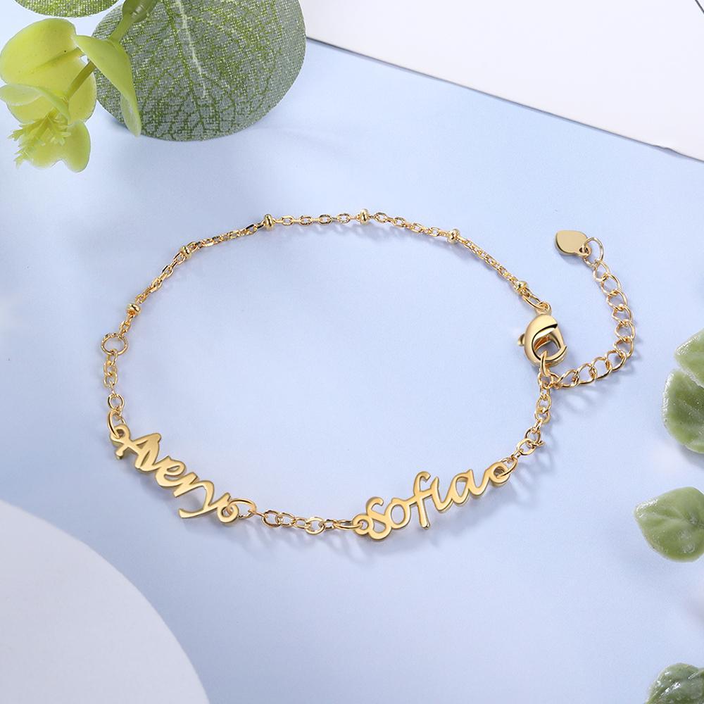 Personalised Bracelet Custom 2 Names Bracelet Gift For Her