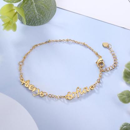 Personalised Bracelet Custom 2 Names Bracelet Gift For Her