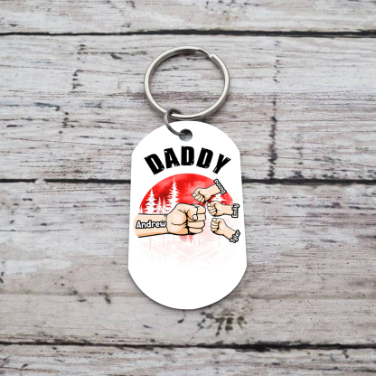 4 Names - Personalised Custom Fist Bump Keyring Mangrove Style Keyring Gift for Dad